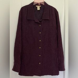 Carroll Reed Plum Long Sleeve Shirt / Jacket Button down Size XL